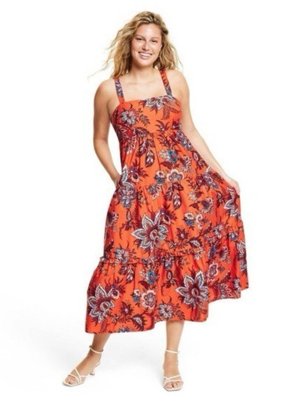 Rhode x Target Leafy Floral Print Tiered Midi Dress
